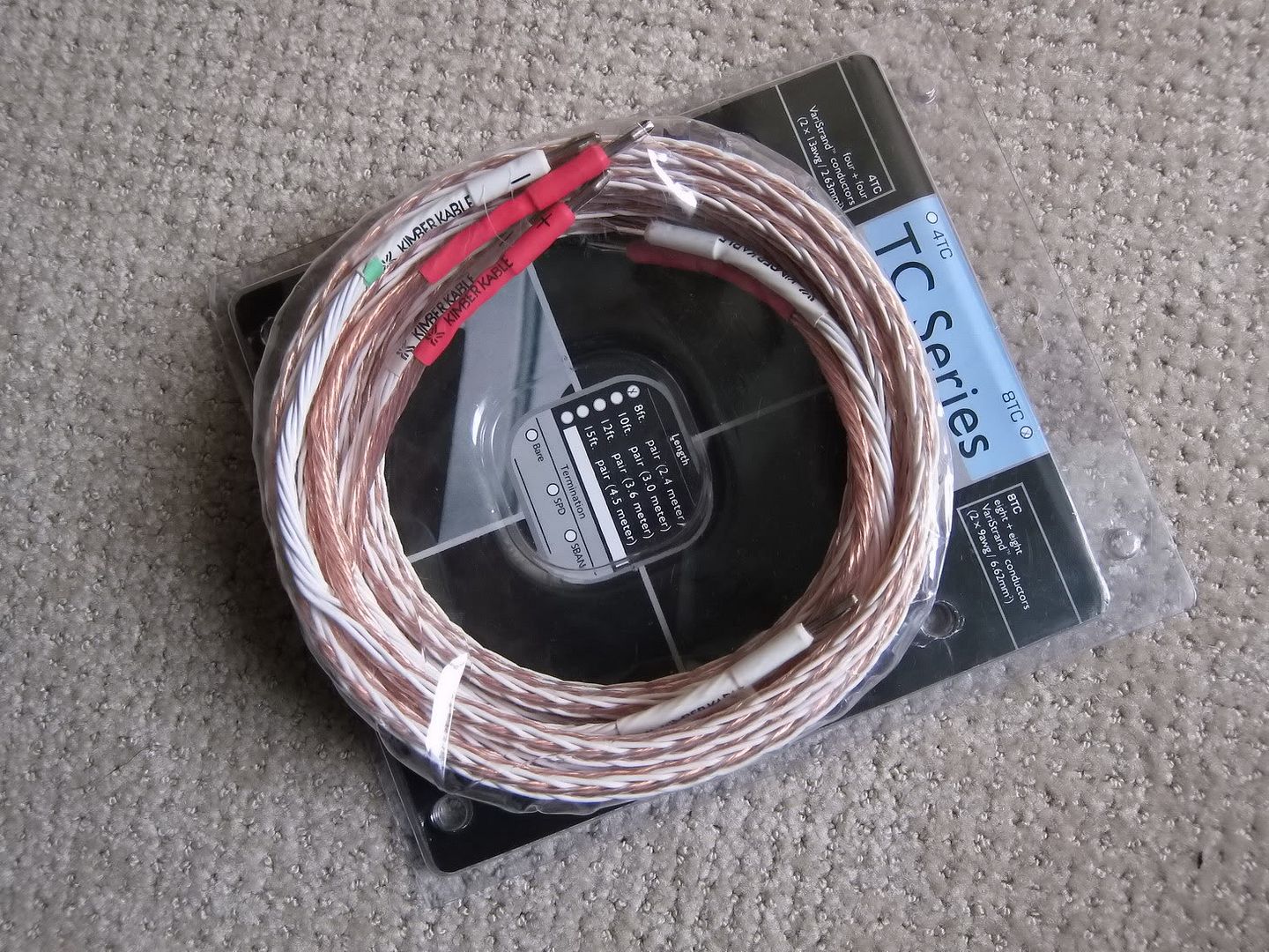 Kimber Kable 8TC Speaker Cable 8 ft clear white casing banana ends For